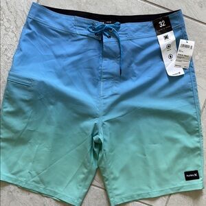 Hurley Blue and Green Board Shorts with Ombré Design